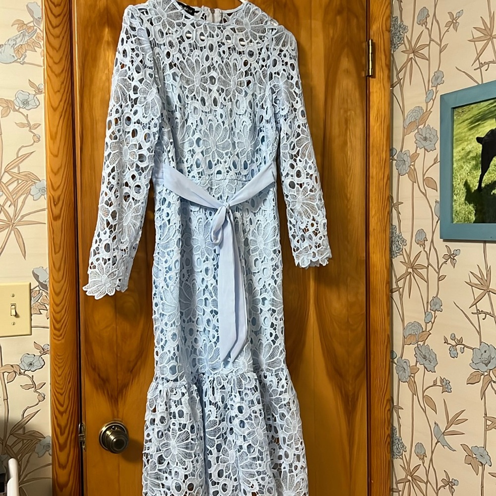 SHEIN VCAY Lace Baby Blue Dress